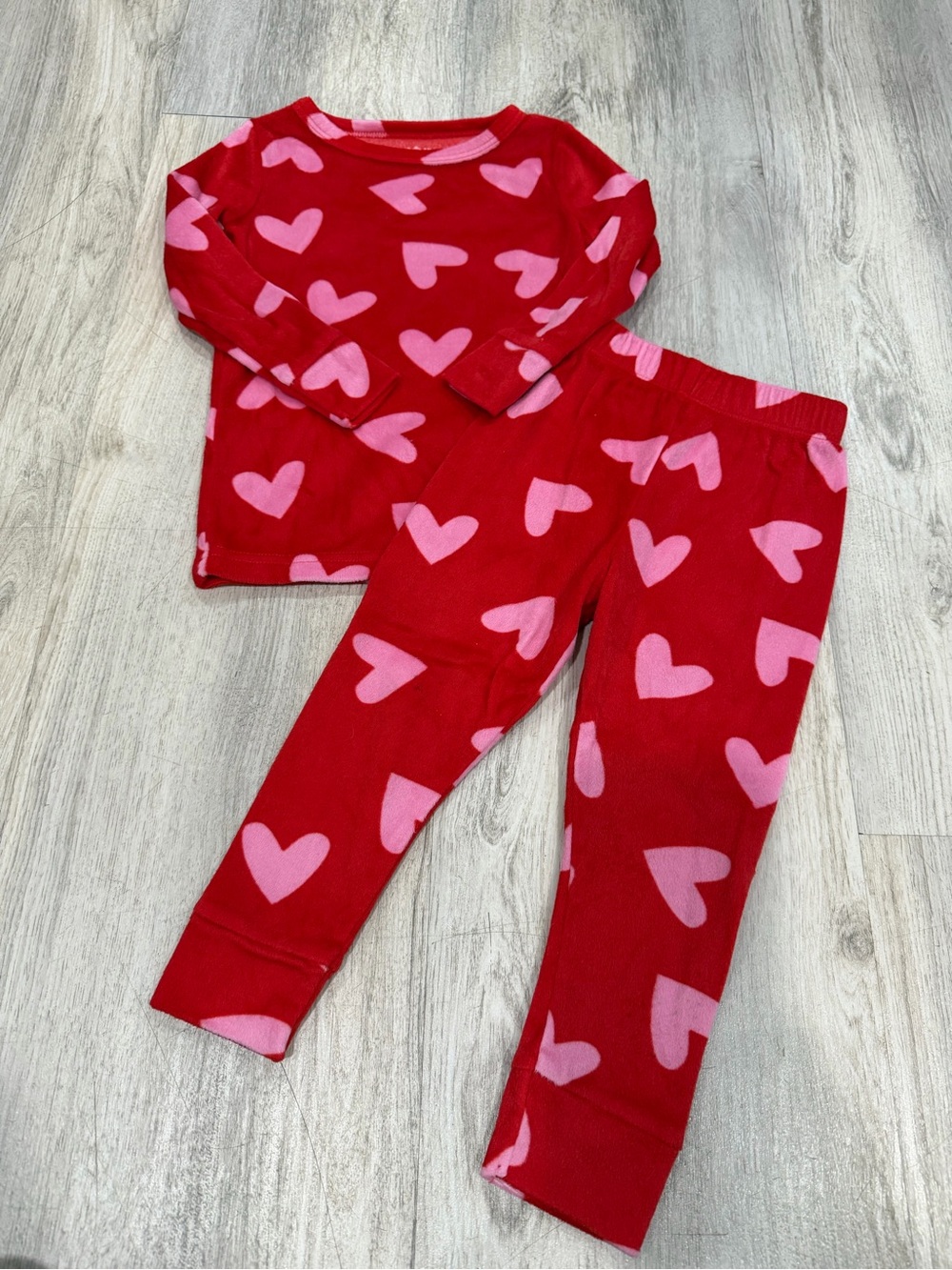 Cat & Jack Red Pajama Set with Pink Heart Print